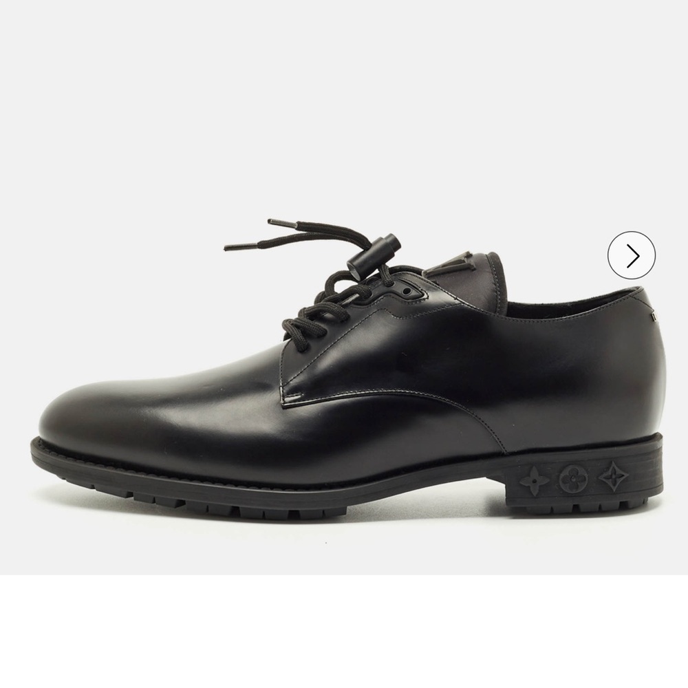 AUTHENTIC Louis Vuitton Black Leather Oxfords Sz 9.5 - Picture 2 of 10